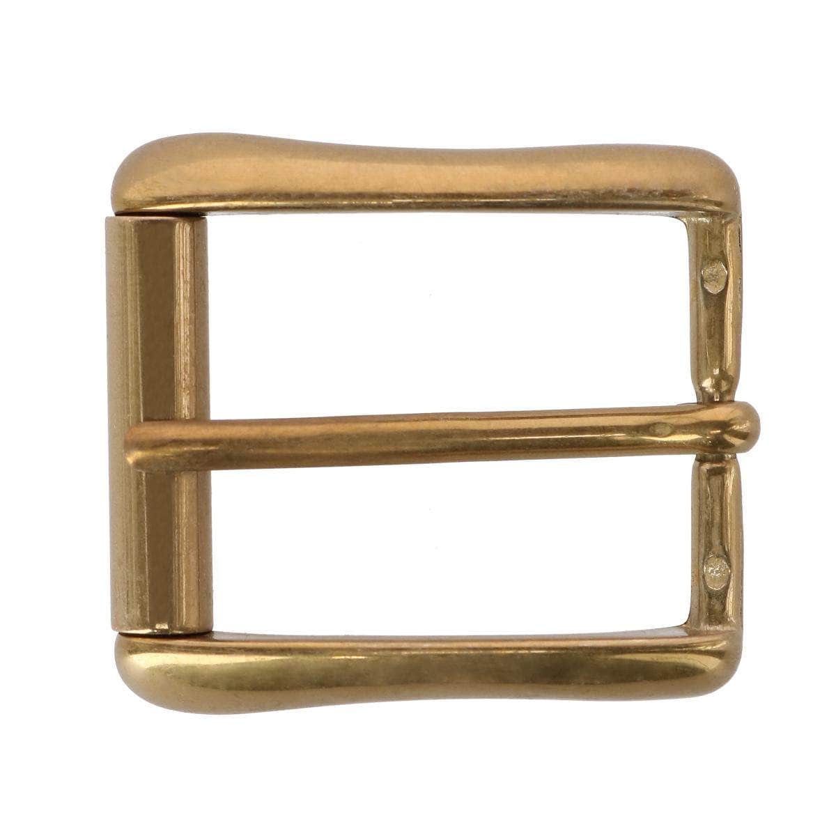 35mm Italian Brass Antique Gold Roller Buckle by Trafalgar Men's