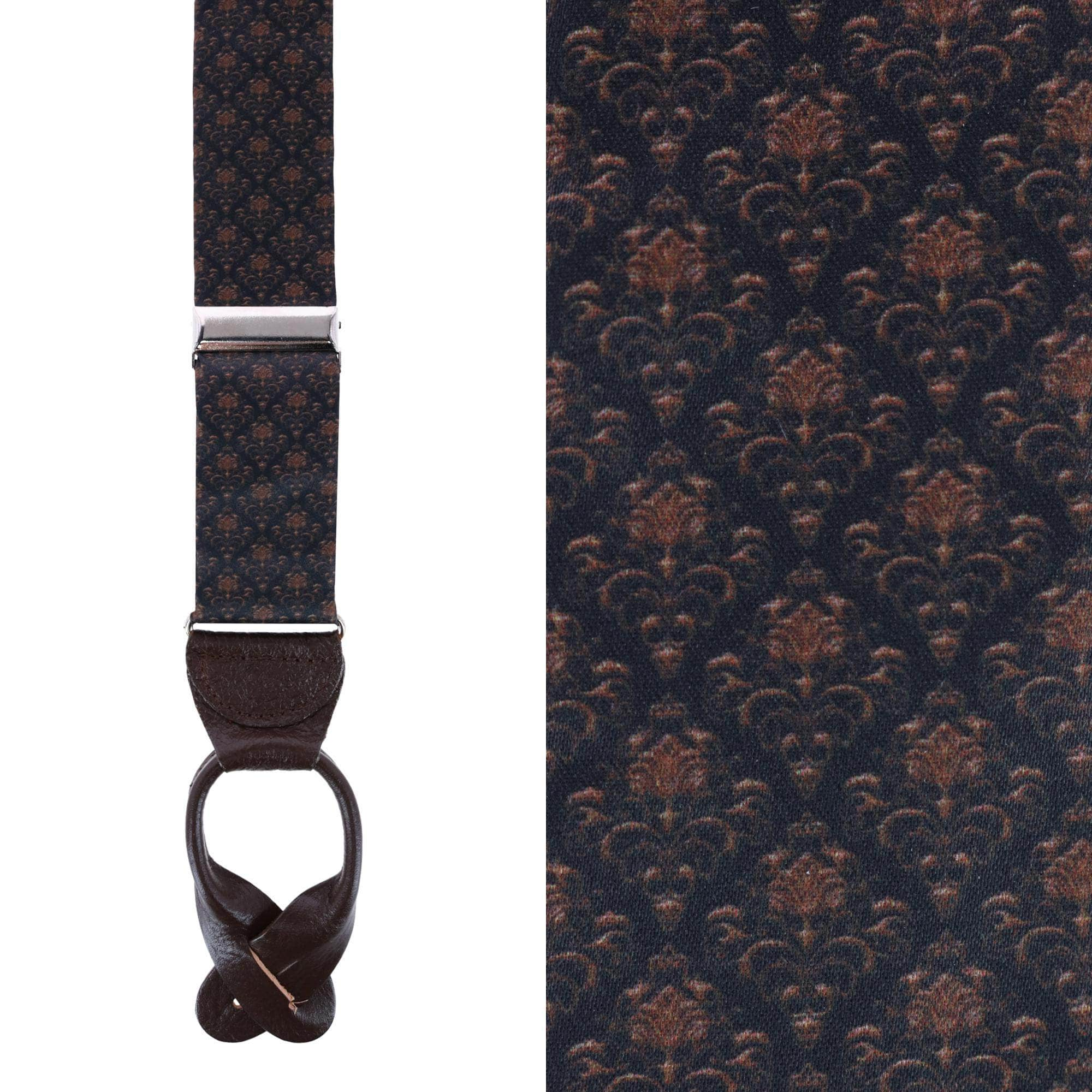 Navy Paisley Adjustable Silk Braces