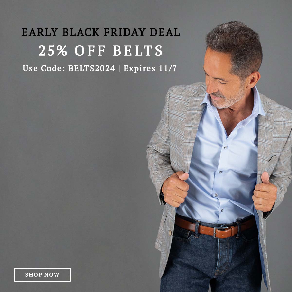 Early Black Friday Deal: 25 off belts! Use code BELTS2024, expires 11/7