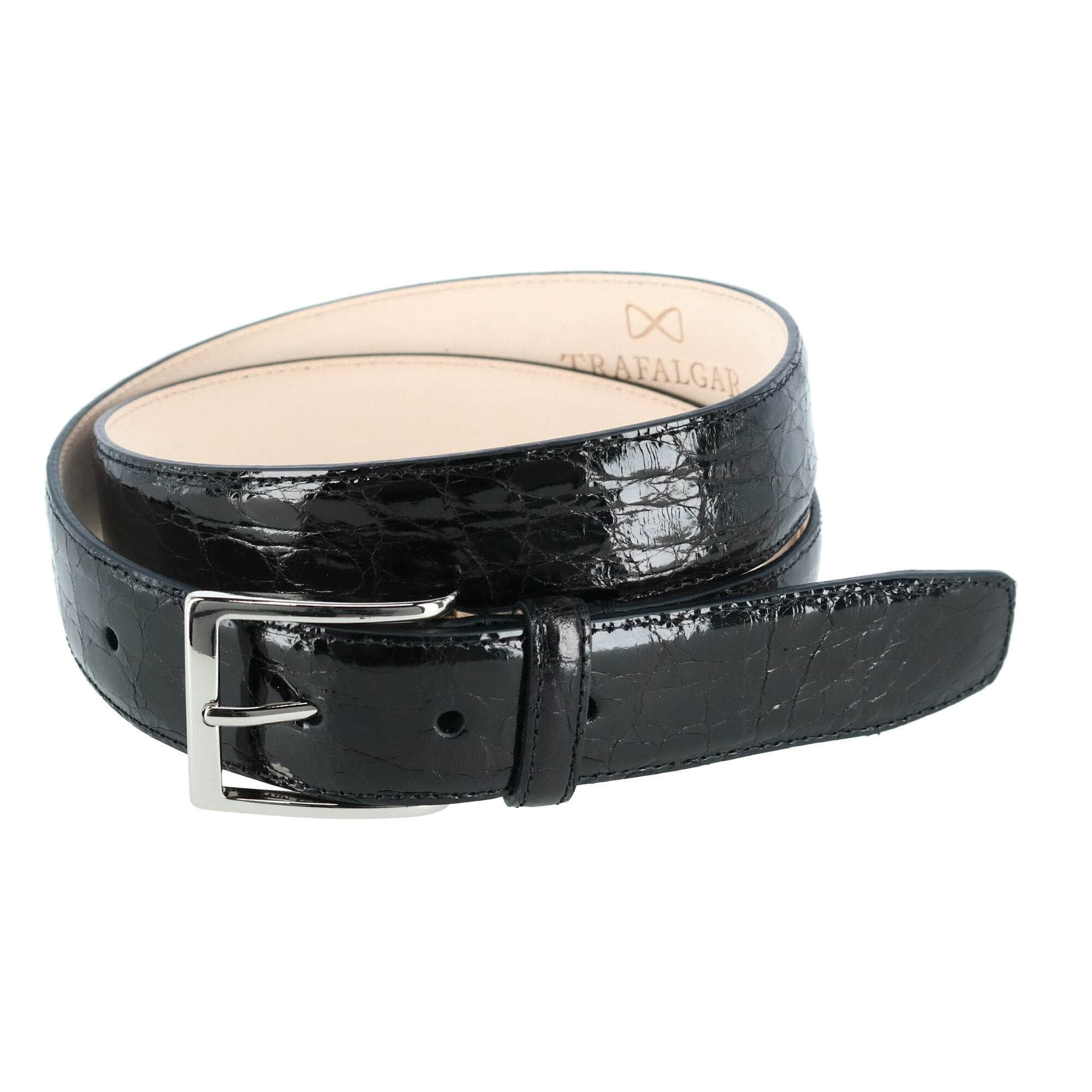 Genuine Caiman Crocodile 35mm Leather Dress Belt by Trafalgar