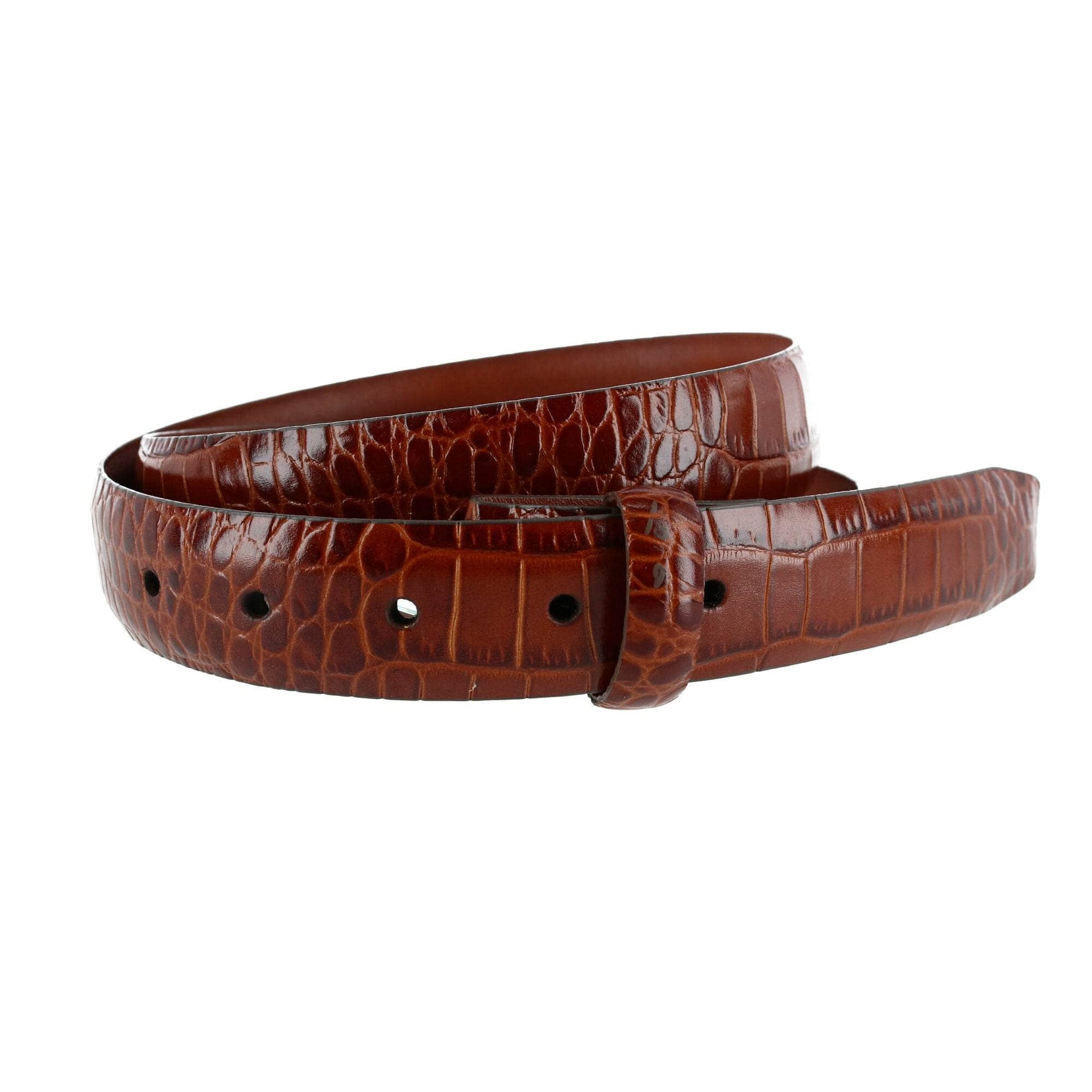 Crocodile Embossed Leather 30mm Harness Belt Strap by Trafalgar Men's ...