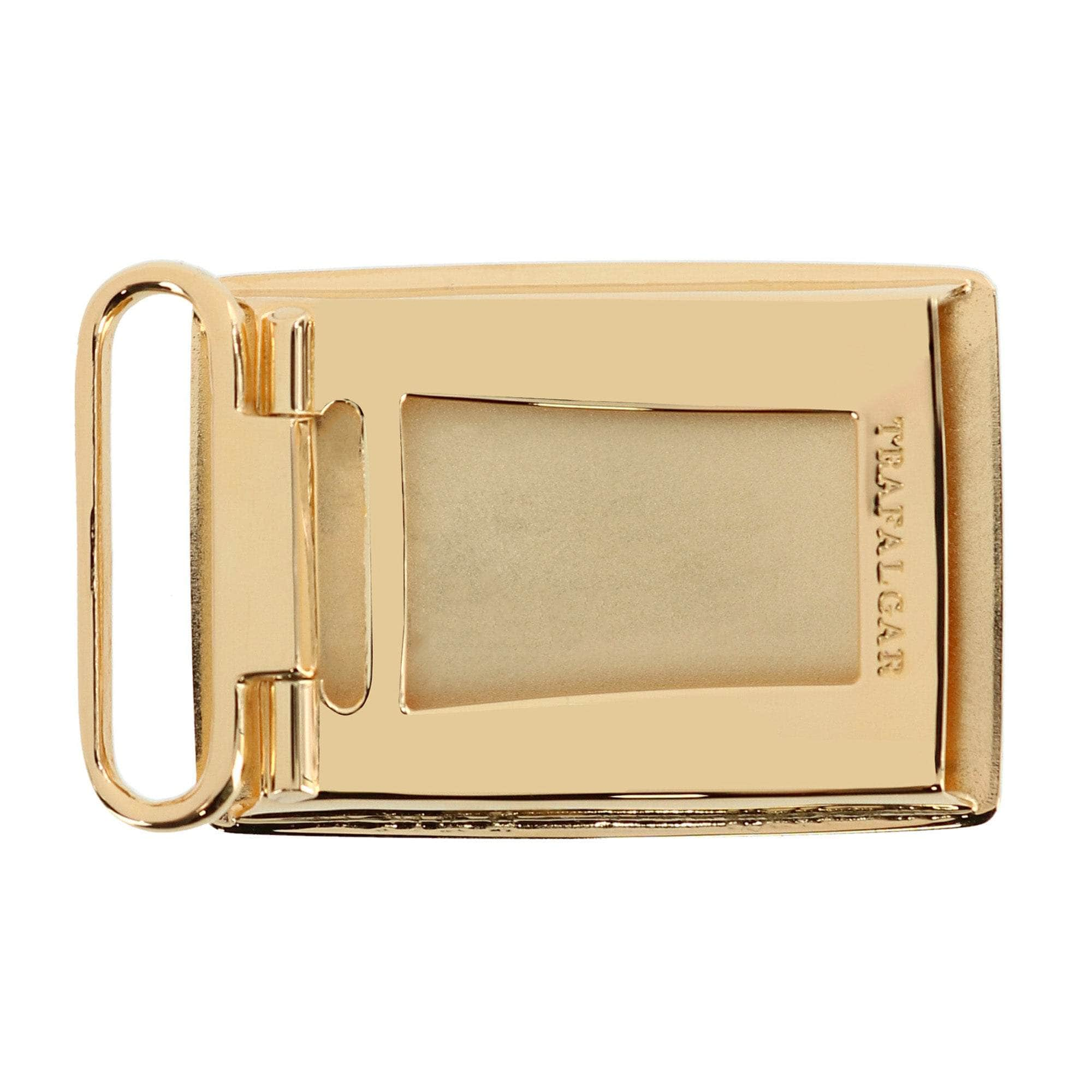 30mm Gold Plated Compression Belt Buckle by Trafalgar Men s Accessories