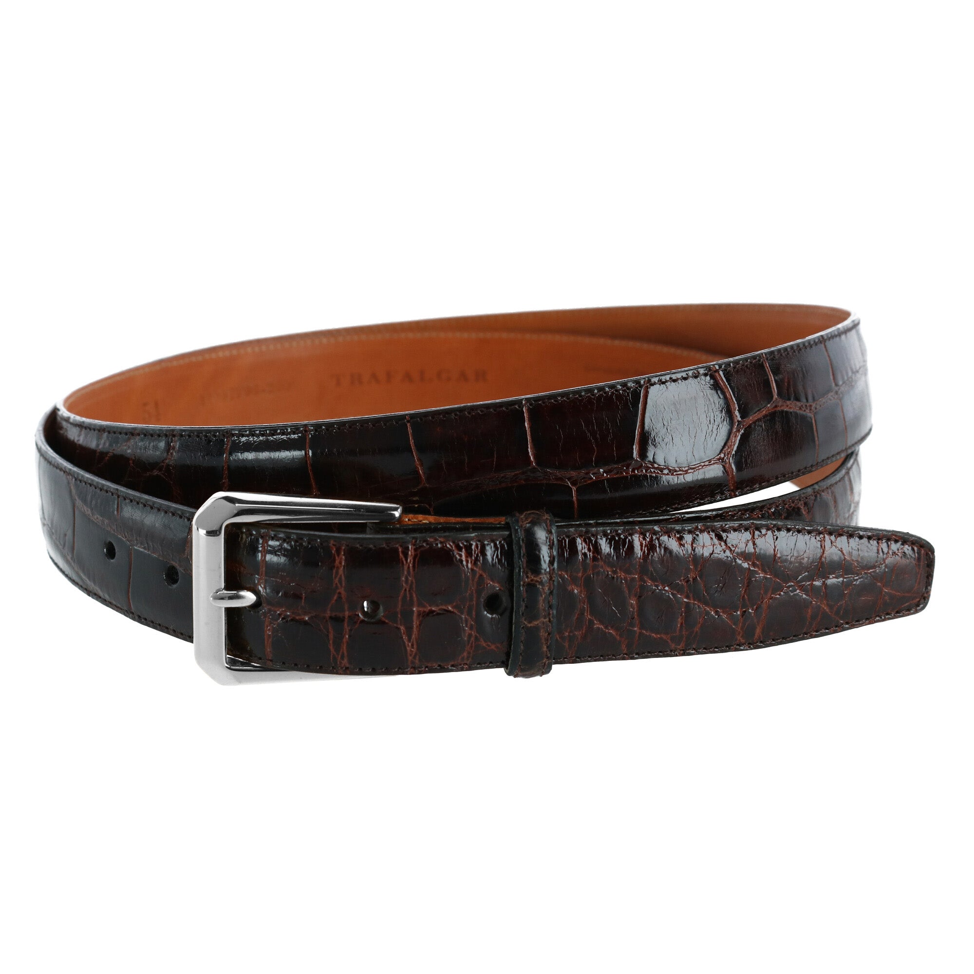 Trafalgar Big & Tall Mock Crocodile Print Leather Belt