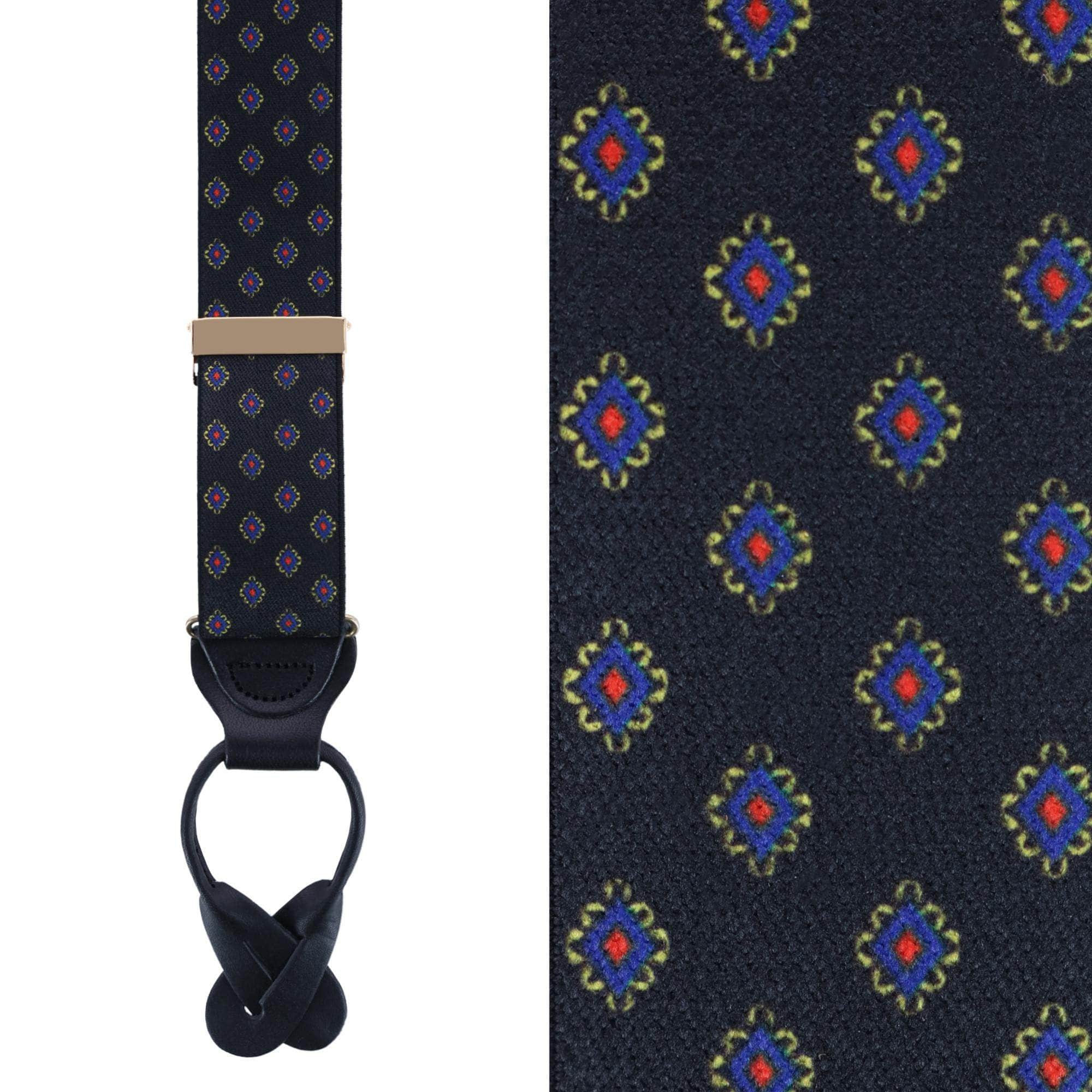 Trafalgar Men's Hanno Tribal Elephant Button End Silk Braces (Suspenders)