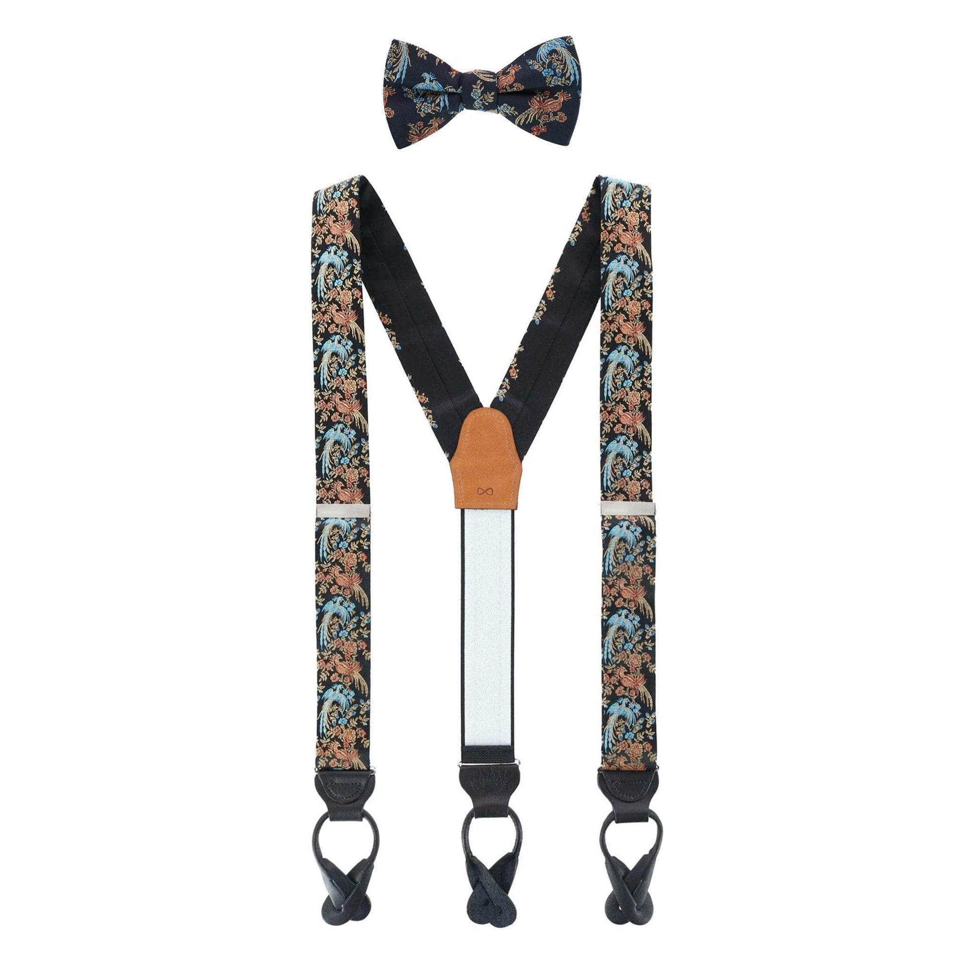 TRAFALGAR Men's The Aristocrat Black & Grey Diagonal Stripe Button End Silk  Suspenders - Macy's