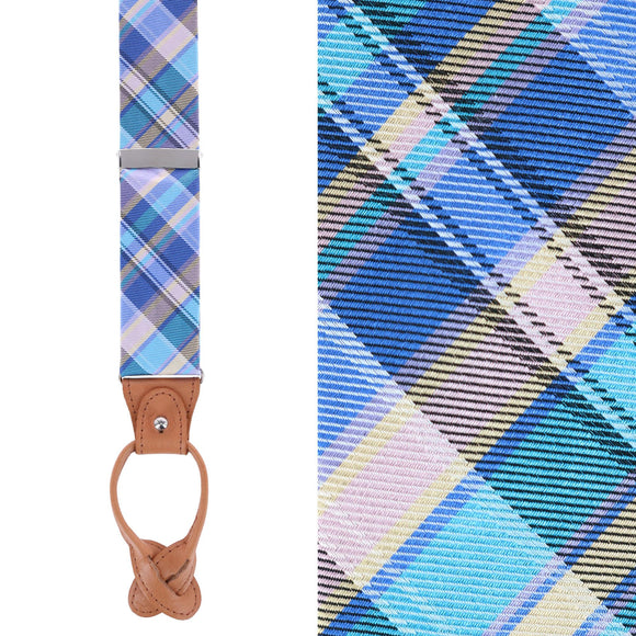 Sherwood Plaid Silk Button End Braces