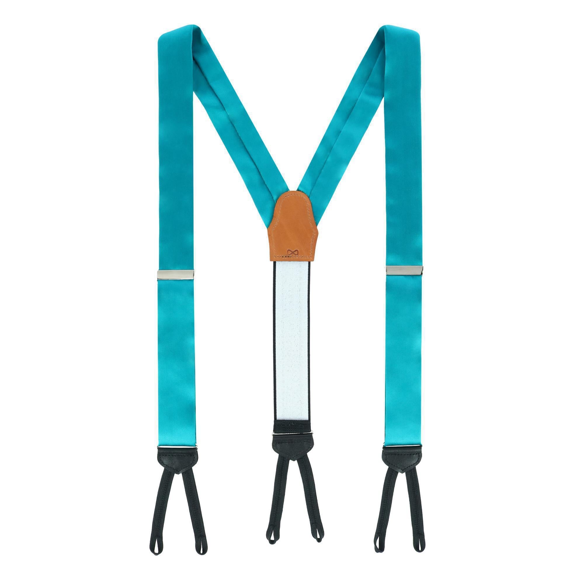 Detachable Silk Covered Suspenders - Teal and sold Silver (Set of 10)