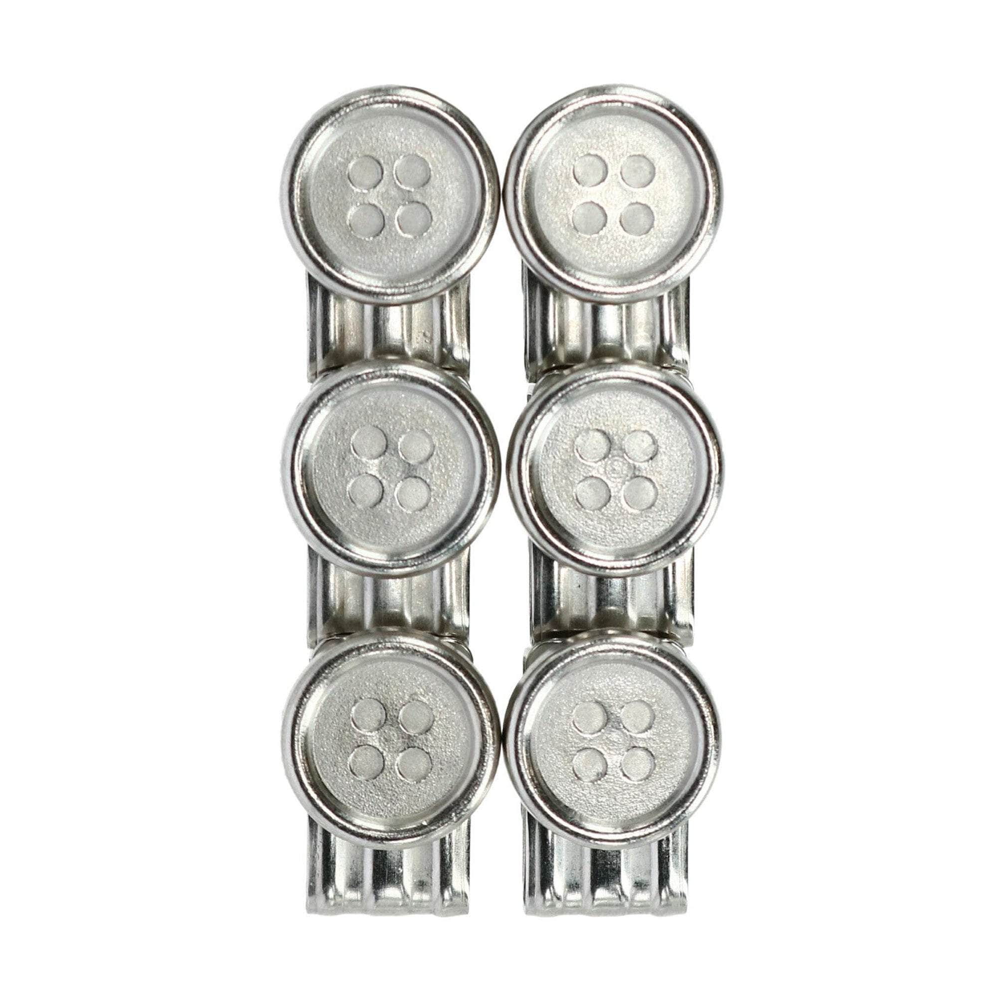 No Sew Moveable Button End Brace Clips (Set of 6) - Brushed Silver