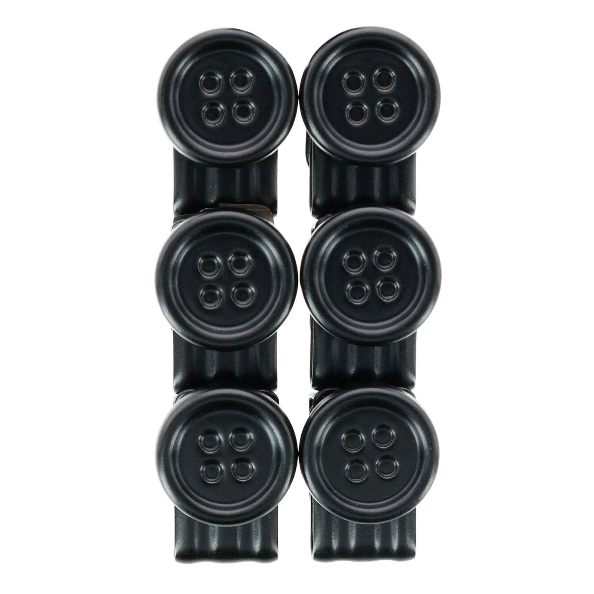 Strong CLIP ON Buttons Black colored Metal NO-SEW BUTTONS SIX in a Package.