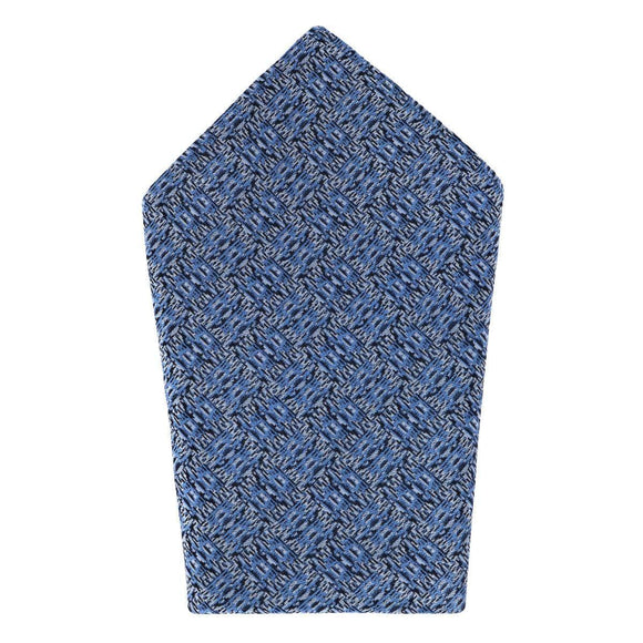 Benito's Blue Basketweave Patterned Silk Pocket Square