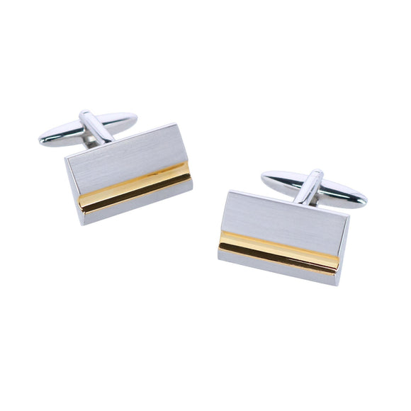 Stately Shiny Gold and Brushed Rhodium Cufflinks