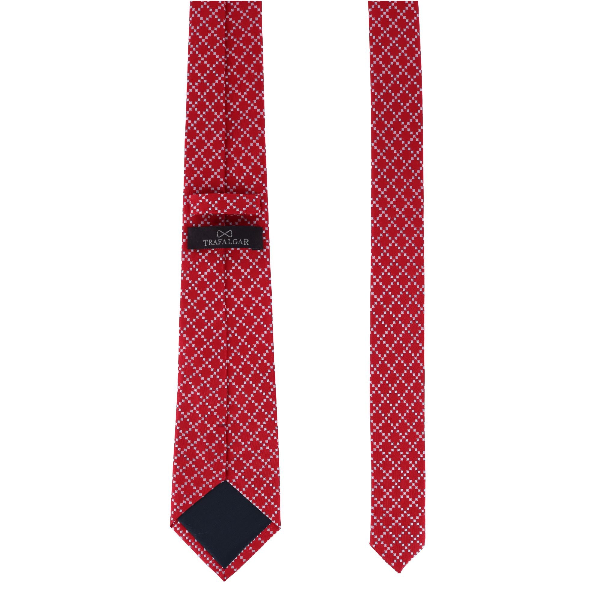 Rowan Geometric Pattern Silk Necktie by Trafalgar Men's Accessories