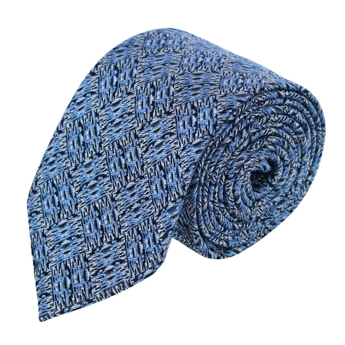 Benito's Blue Basketweave Patterned Silk Novelty Necktie