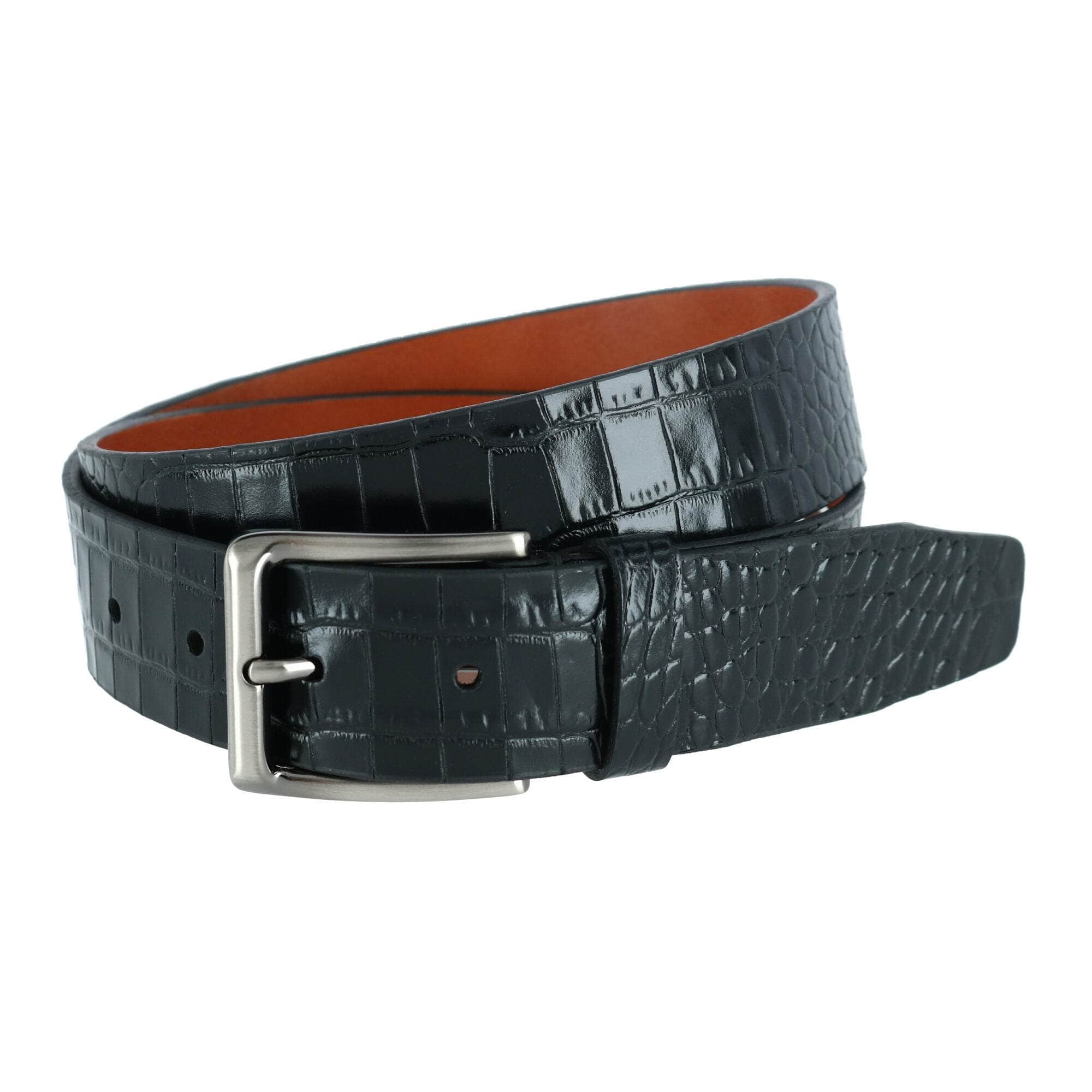 Mock-croc leather belt