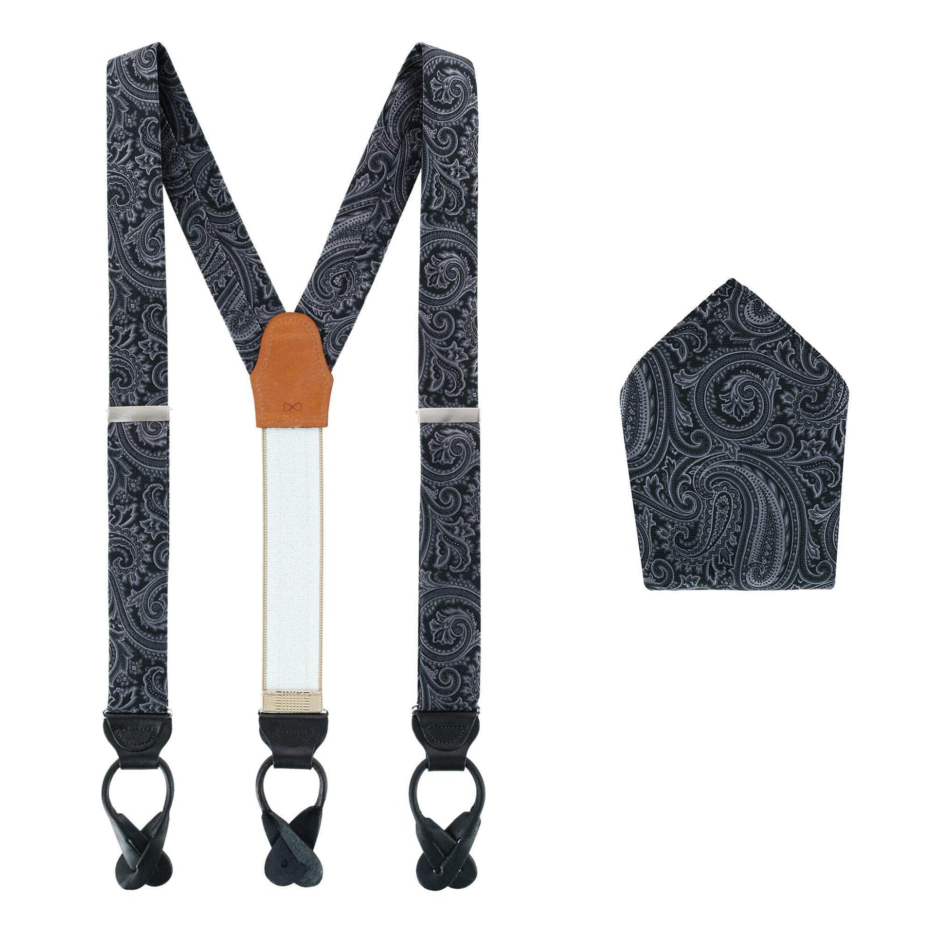Sobee Paisley Silk Brace & Pocket Square Set by Trafalgar Men's Accessories