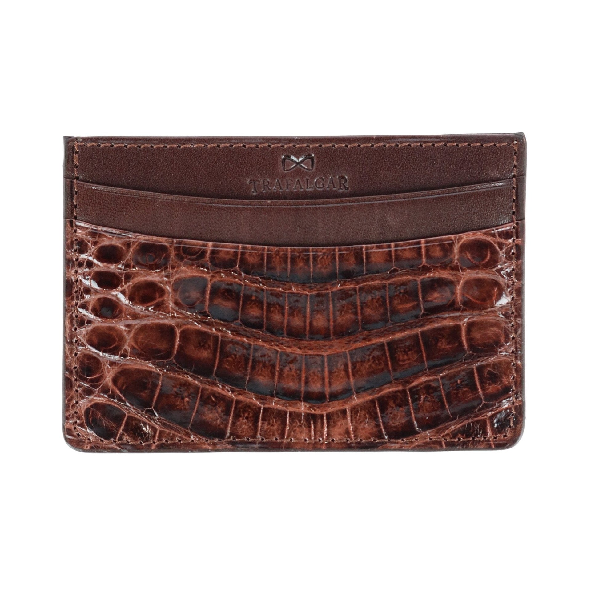 Brown & Black English Hide Leather Card Holder Wallet